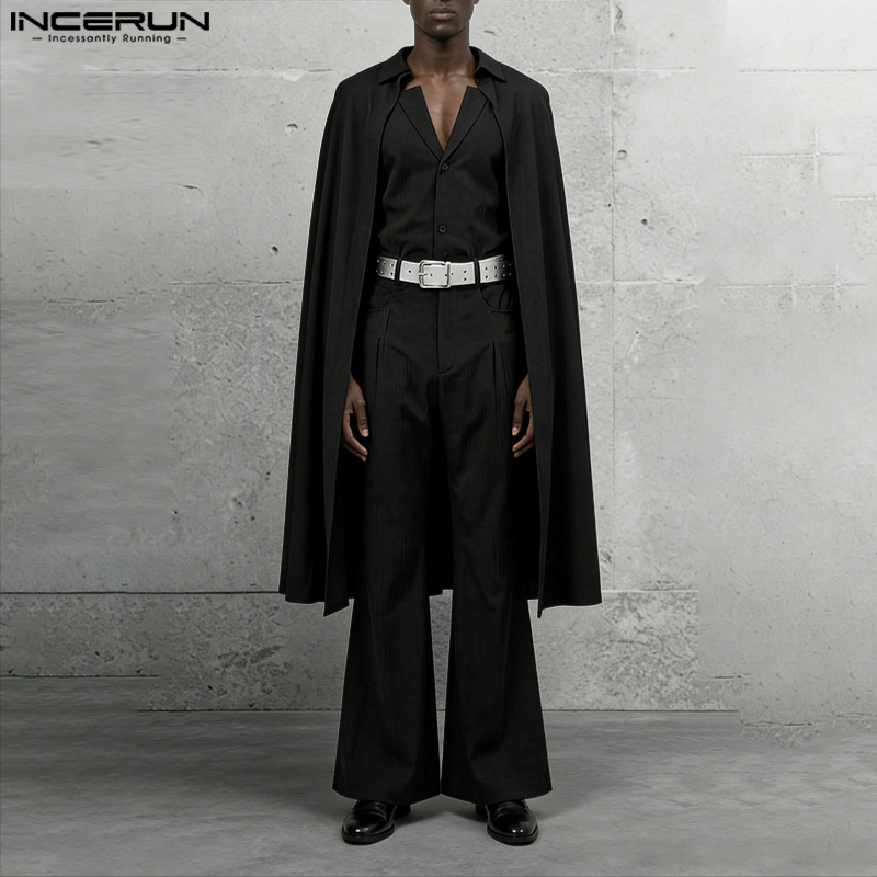 Mens Fashion Style - INCERUN Setelan Pria Warna Solid Kerah