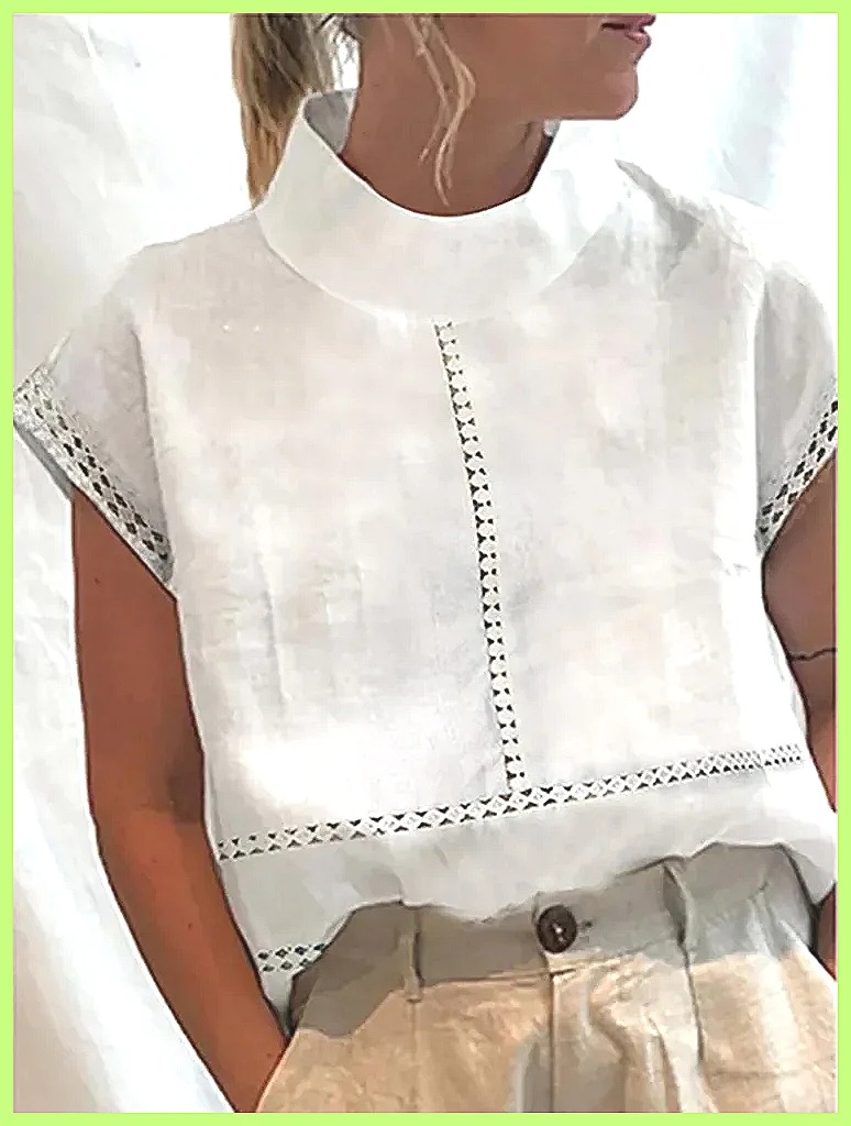 Linen Shirt Summer - Kemeja Pullover Katun Linen Wanita, Atasan