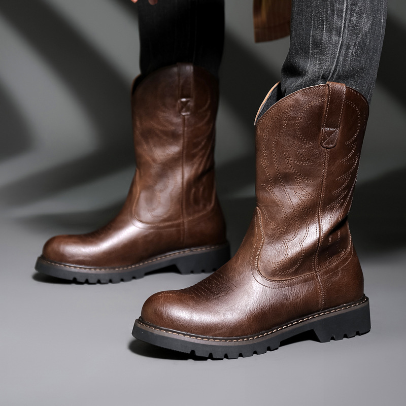 Mens Fashion Zapatos - Sepatu Bot Koboi Pria Fashion Sepatu