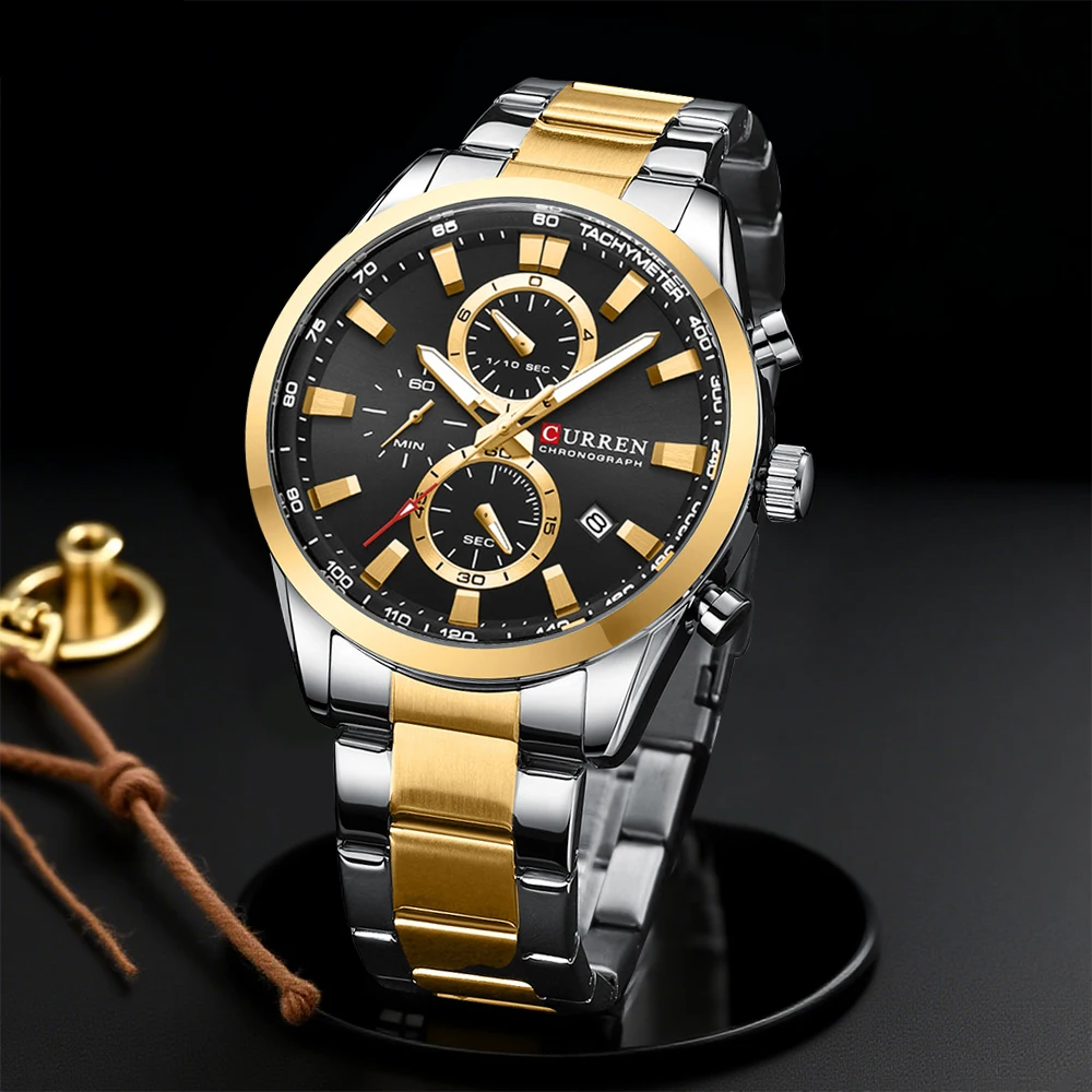 Mens Fashion Watch - CURREN Jam Tangan Olahraga Chrono Kuarsa