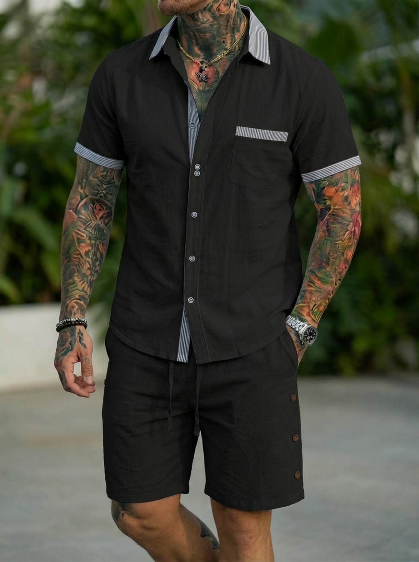 Linen Shirt Summer - Set Kemeja Gaya Kuba Pria Musim