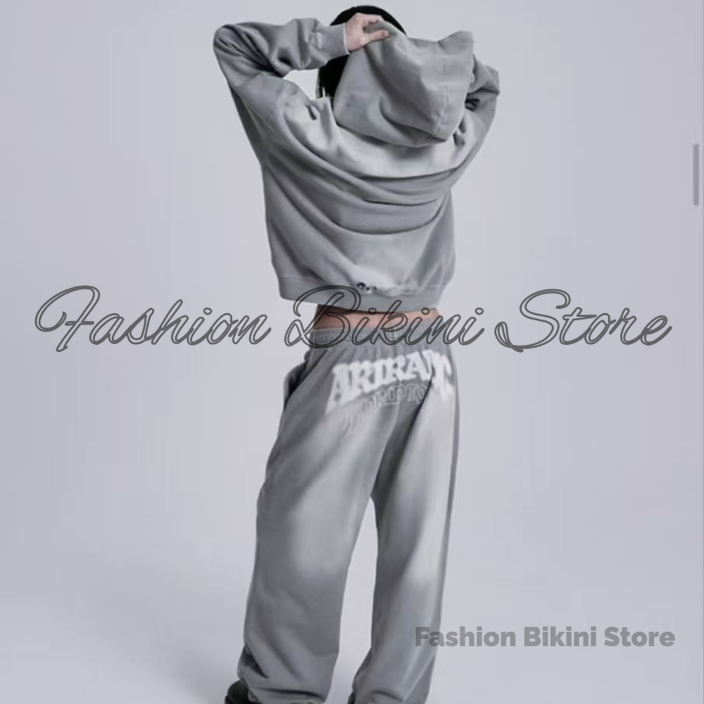 Mens Fashion Zip Up - Hoodie Retro Abu-abu Baru dengan Bordir