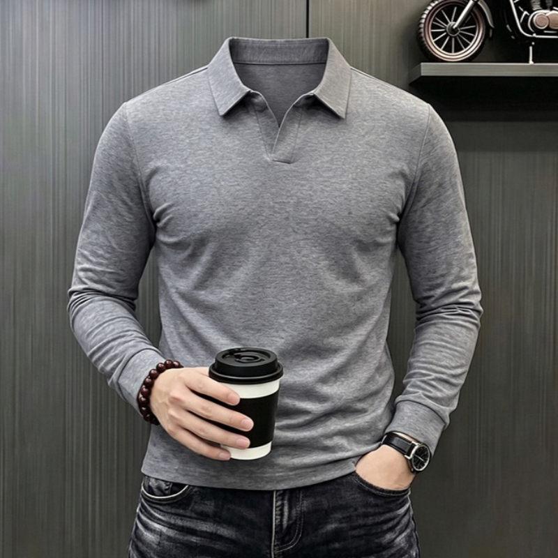 Men'S Fashion Polo - Kaos Lengan Panjang Kasual Bisnis Pria