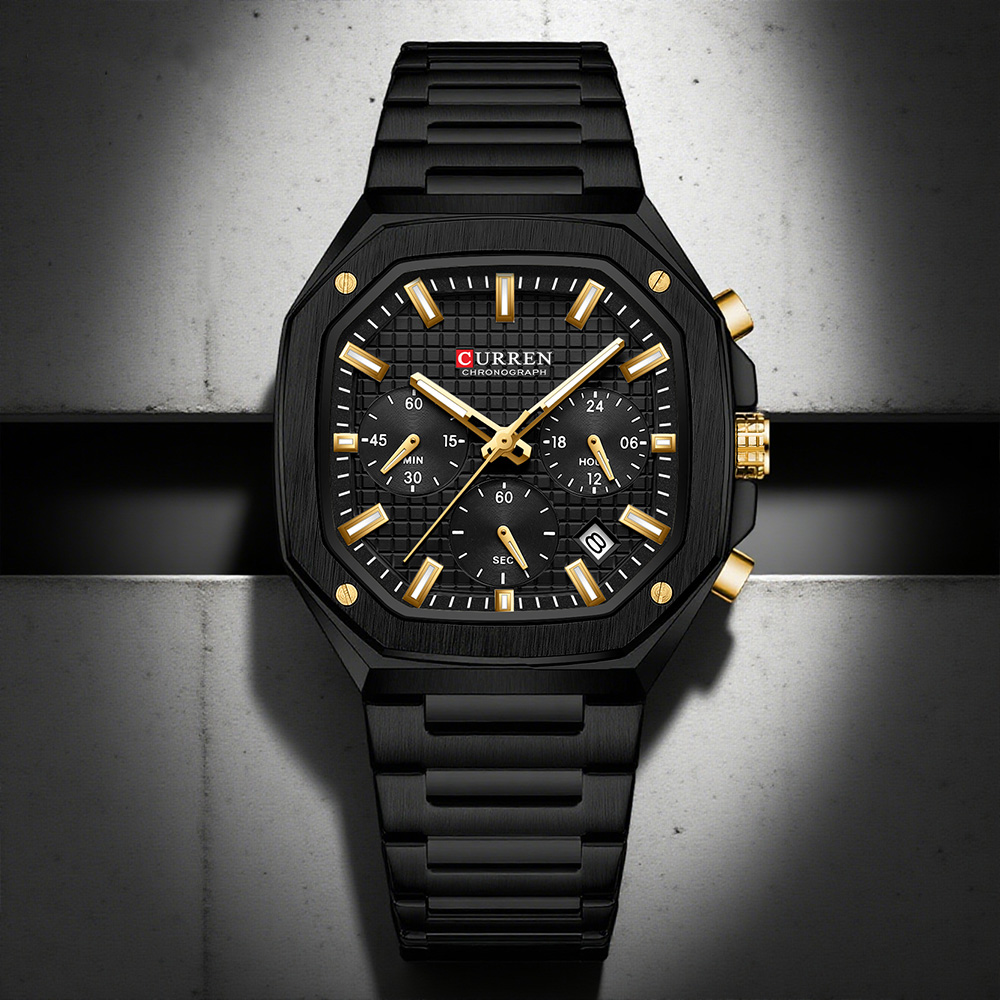 Mens Fashion Watch - CURREN Jam Tangan Chrono Persegi Mewah