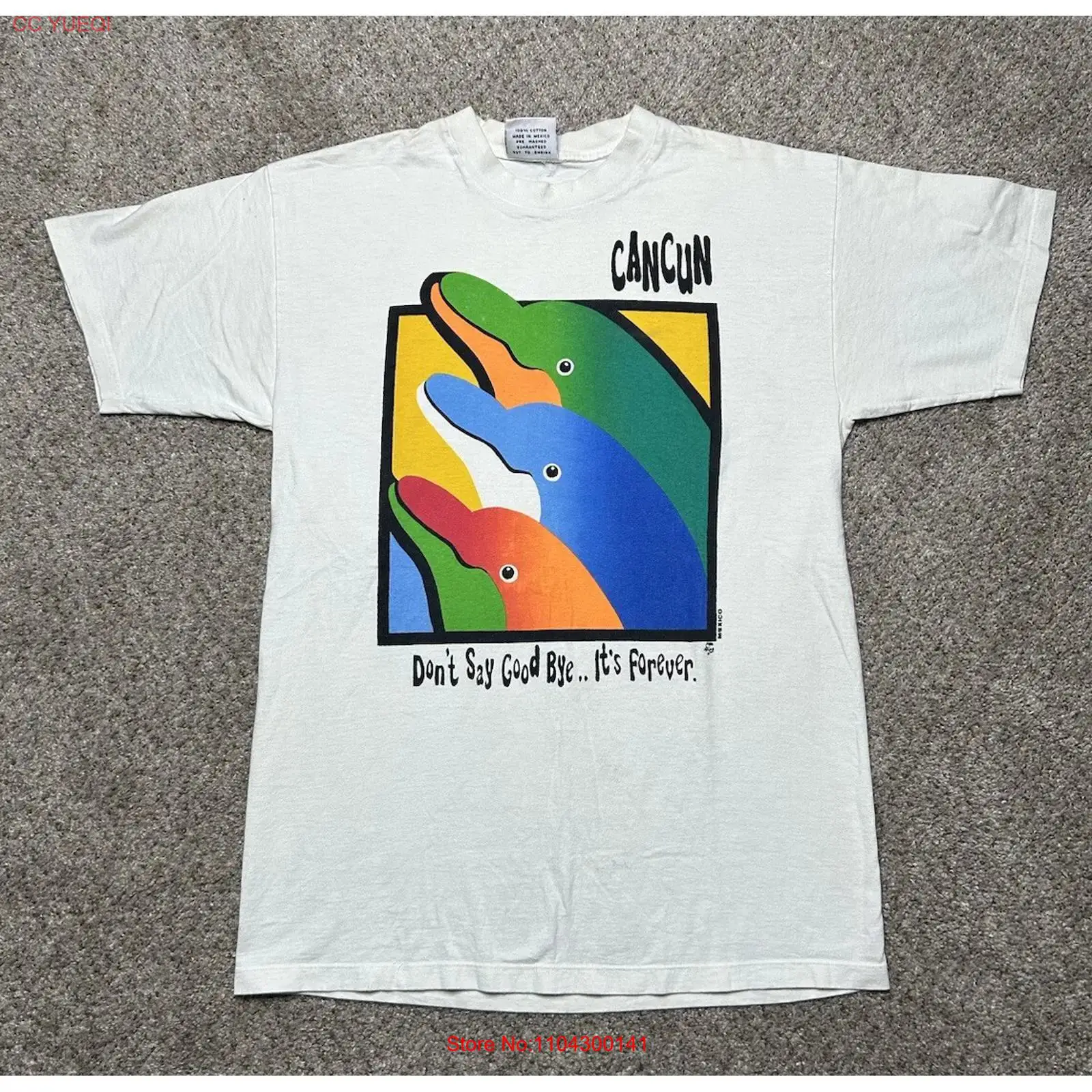 Mens Fashion Mexico - Kaos Neon Vintage Cancun Mexico Dolphins