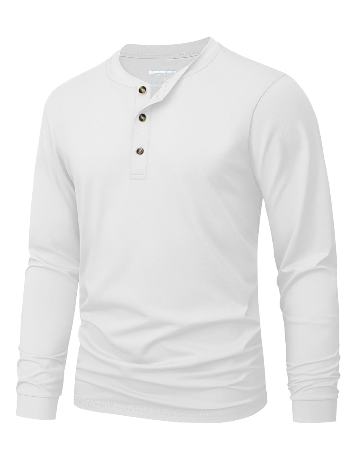 Mens Fashion Top - Kaos Henley Pria Polos Warna Solid,