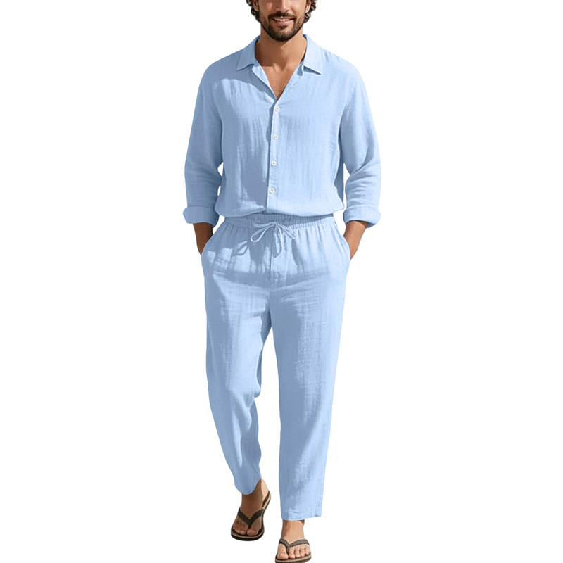 Linen Shirt Summer - Set Kasual Linen Musim Semi Musim