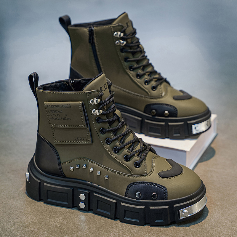 Sepatu Boots Pria High-Top yan - Mens Fashion Zip Up ulasan dan harga