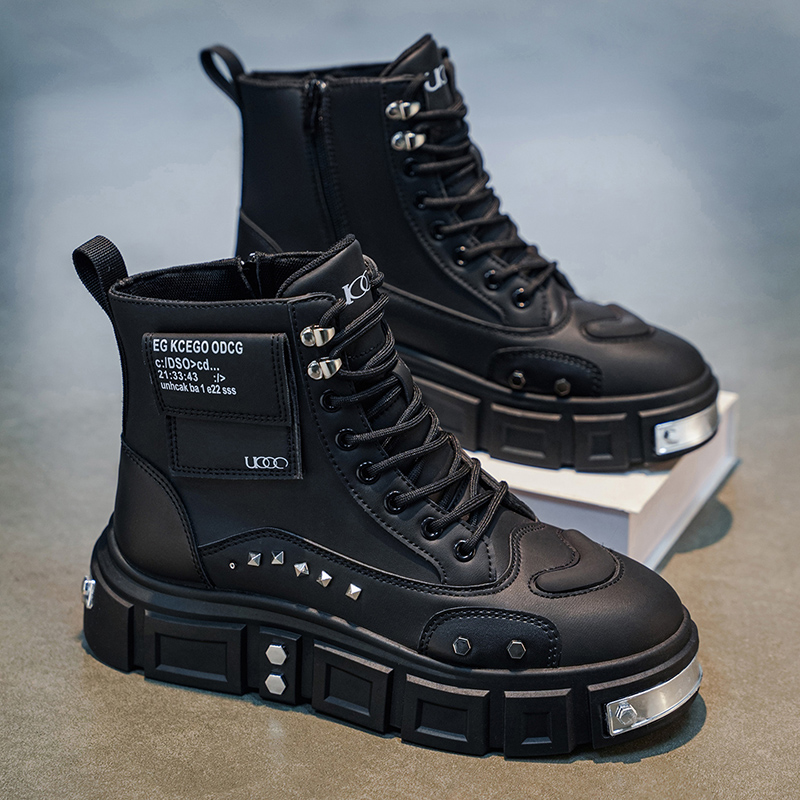 Sepatu Boots Pria High-Top yan - Mens Fashion Zip Up ulasan dan harga