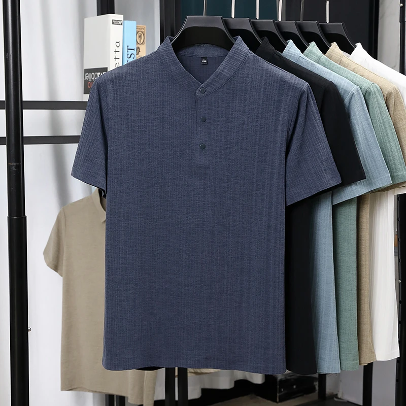 Kemeja Pria Kerah Mandarin Set - Linen Shirt Summer ulasan dan harga
