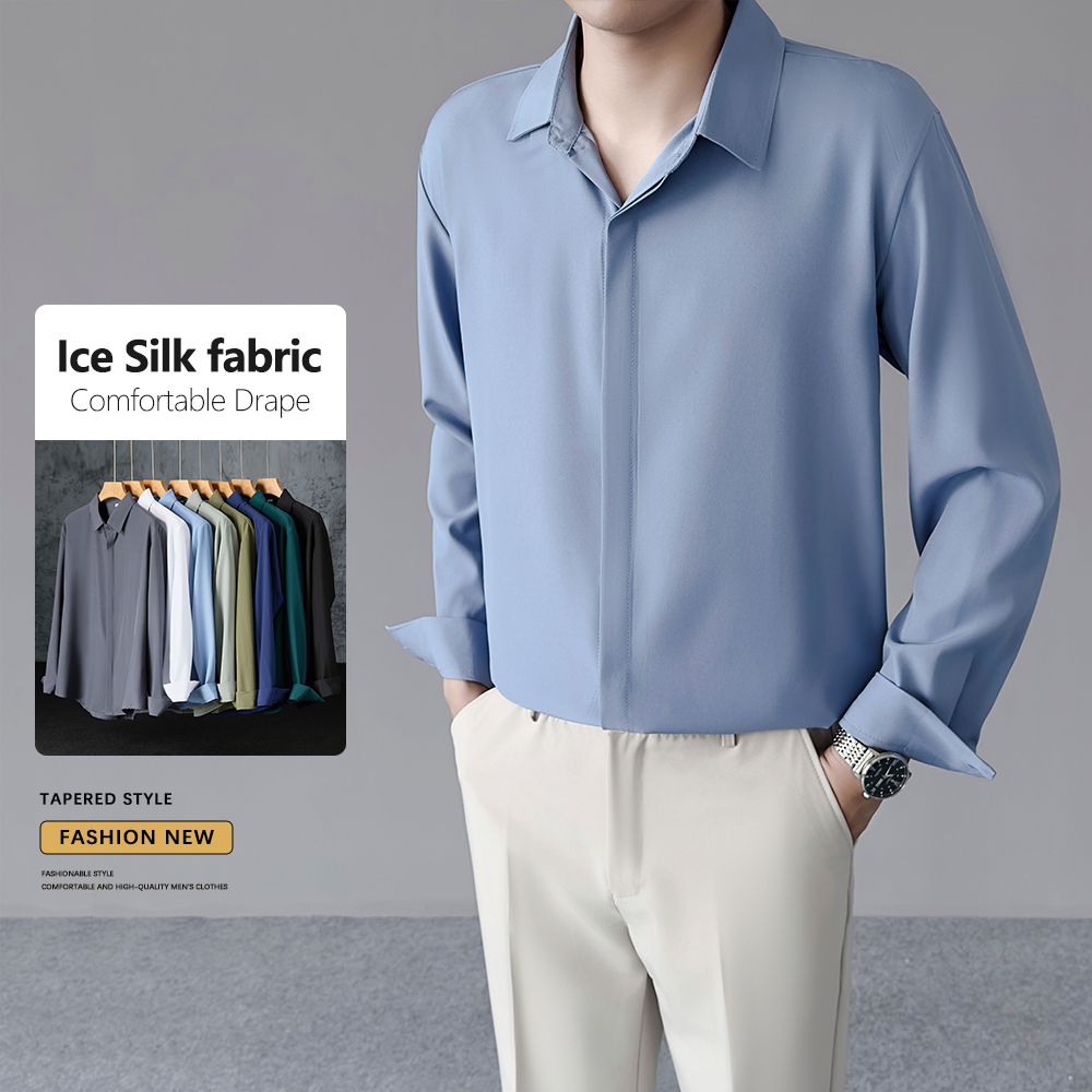 Kemeja Sutra Es Tipis Pria unt - Dress Shirt Non-Iron ulasan dan harga