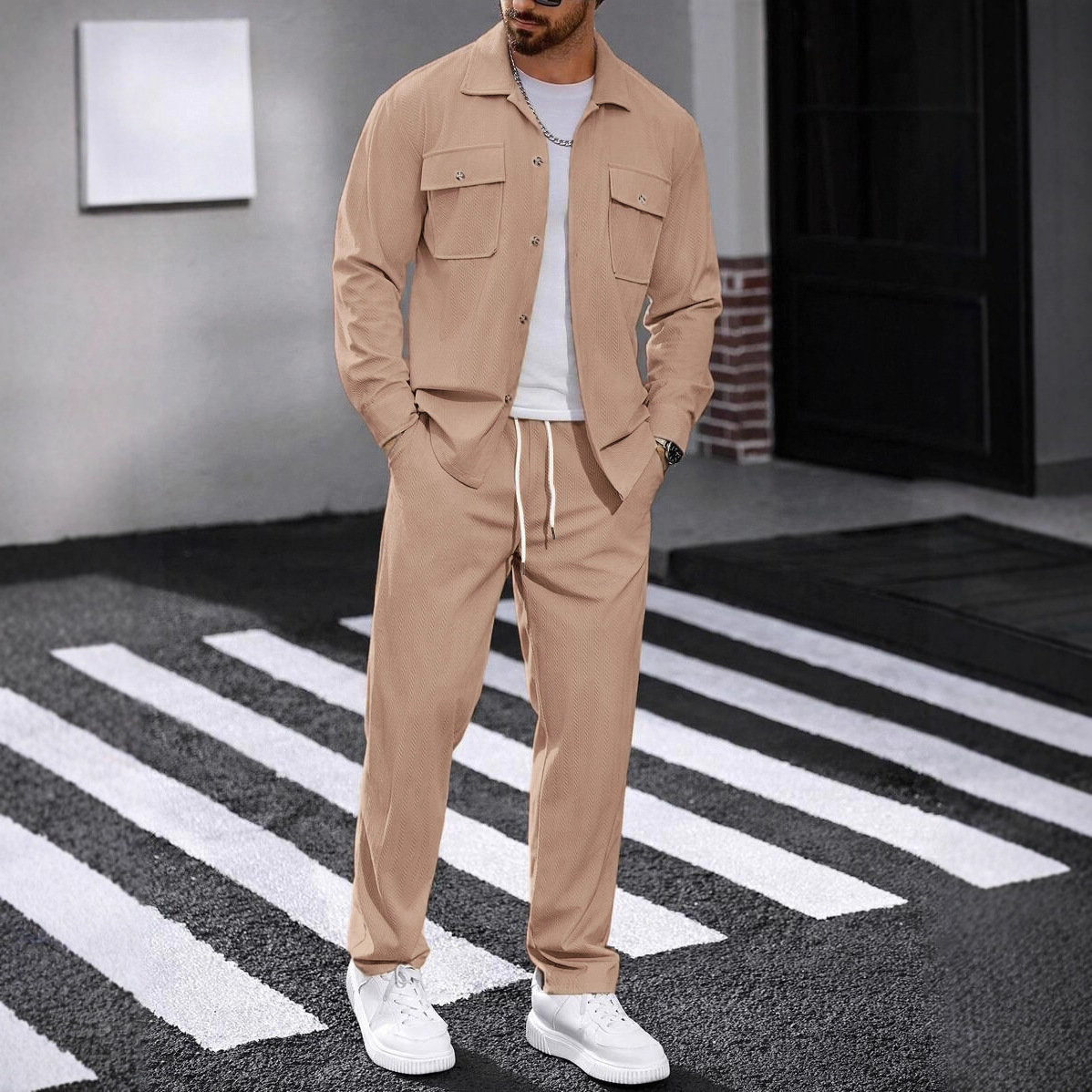 Setelan Dua Potong Pakaian Ola - Knitted Cardigan Men ulasan dan harga