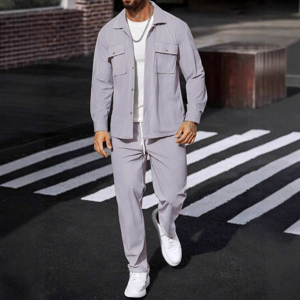 Setelan Dua Potong Pakaian Ola - Knitted Cardigan Men ulasan dan harga