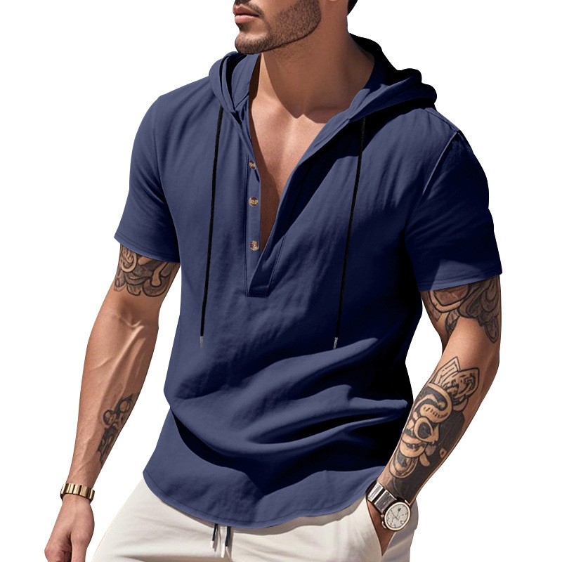 Kemeja Linen Kasual Biru Muda  - Linen Shirt Summer ulasan dan harga
