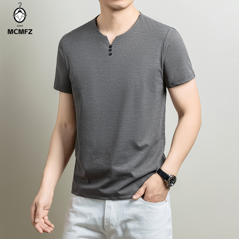 Kaos Henley Pria Basic Bahan K - Men'S Fashion Trends 2025 ulasan dan harga
