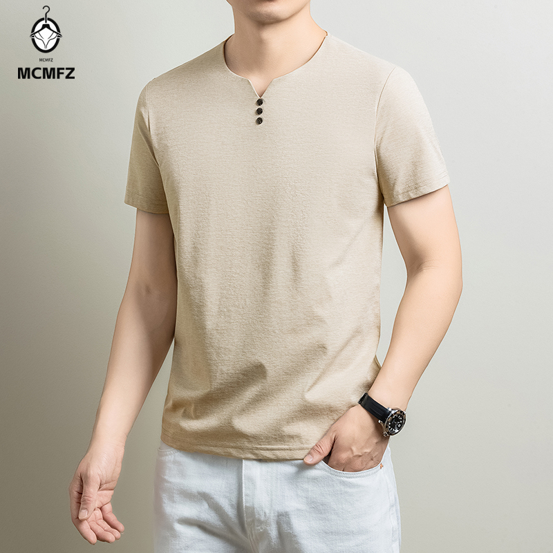 Kaos Henley Pria Basic Bahan K - Men'S Fashion Trends 2025 ulasan dan harga