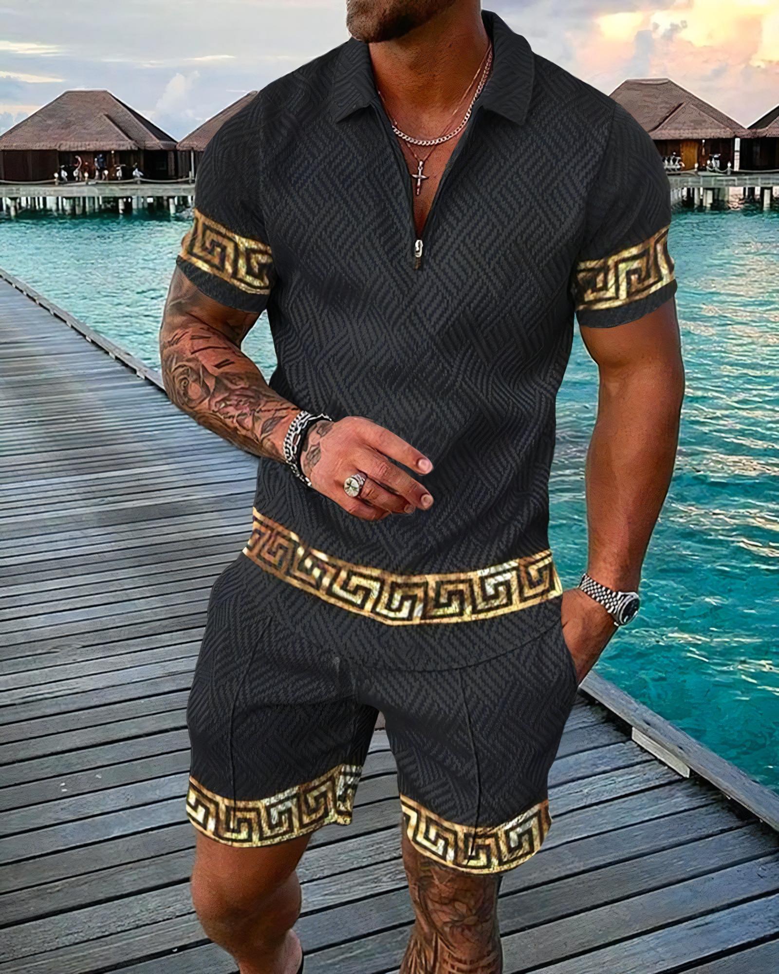 Setelan 2 Potong Pria Cetak 3D - Men'S Fashion Polo ulasan dan harga