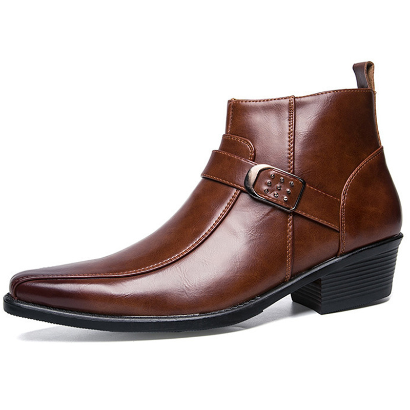 Sepatu Boots Kulit Retro Pria  - Mens Fashion Zip Up ulasan dan harga
