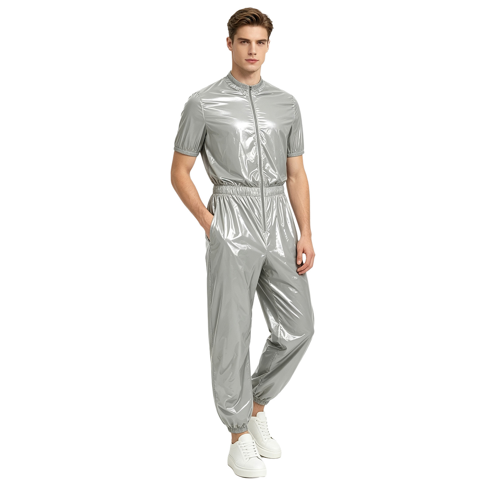 Jumpsuit Unitard Satu Potong T - Mens Fashion Zip Up ulasan dan harga