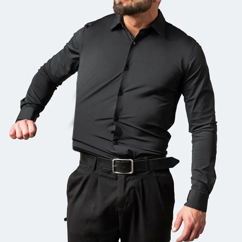 Kemeja Kasual Bisnis Lengan Pa - Dress Shirt Non-Iron ulasan dan harga